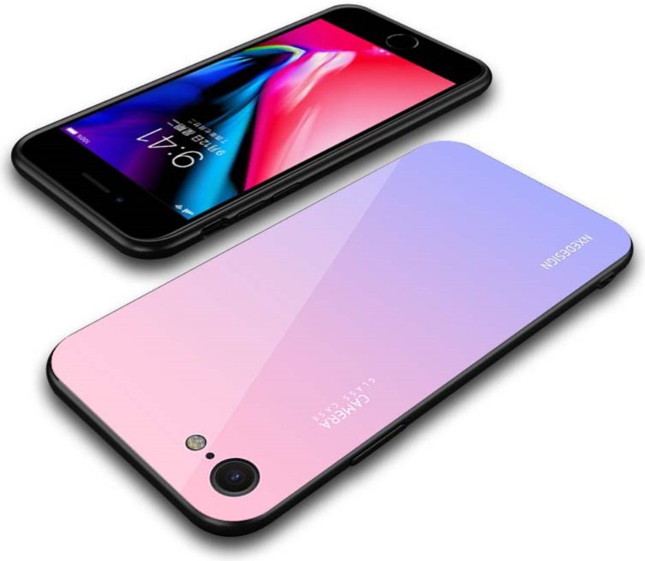 Apple iPhone 8 Tempered Glass Back Cover Paars afbeelding 5