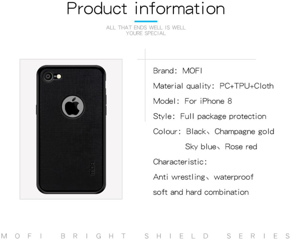 MOFI Bright Shield Stoffen Hybride Hoesje Apple iPhone 8 Rood afbeelding 5