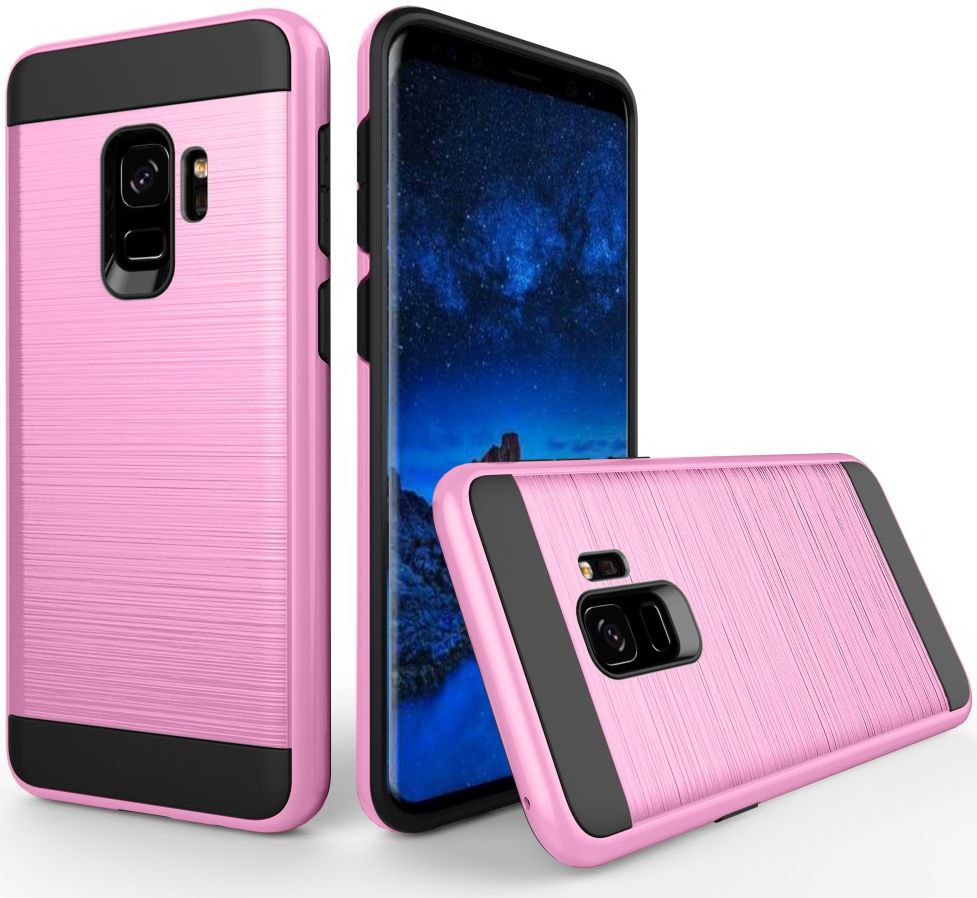 Samsung Galaxy S9 Geborsteld Hybride Hoesje Roze afbeelding 1