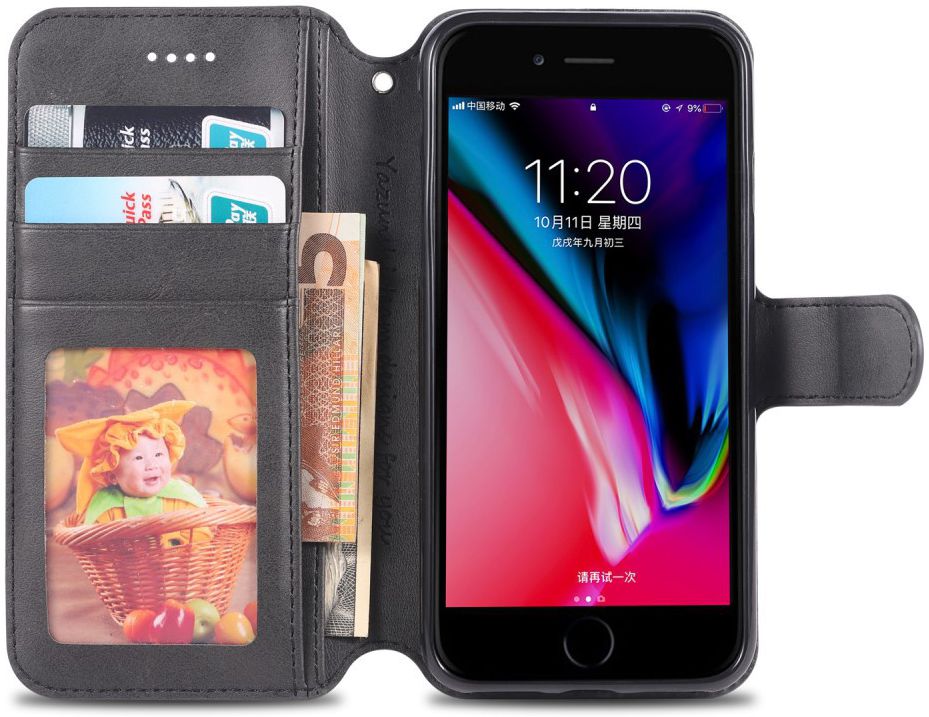 Apple iPhone SE (2020) Hoesje Portemonnee Zwart afbeelding 1