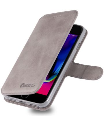AZNS Apple iPhone SE (2020/2022) Hoesje Retro Wallet Book Case Grijs Hoesjes