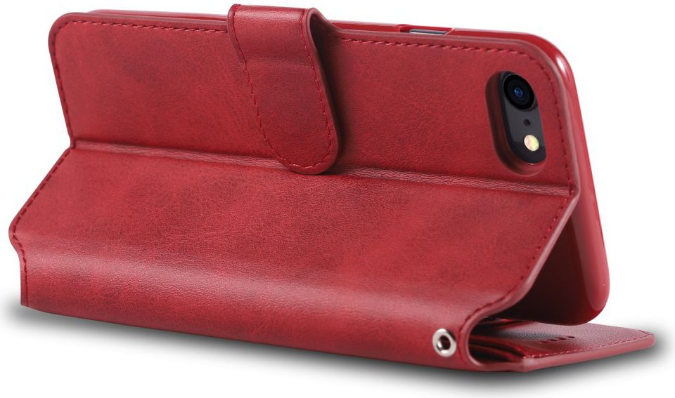 AZNS Apple iPhone SE (2020/2022) Hoesje Retro Wallet Book Case Rood afbeelding 5