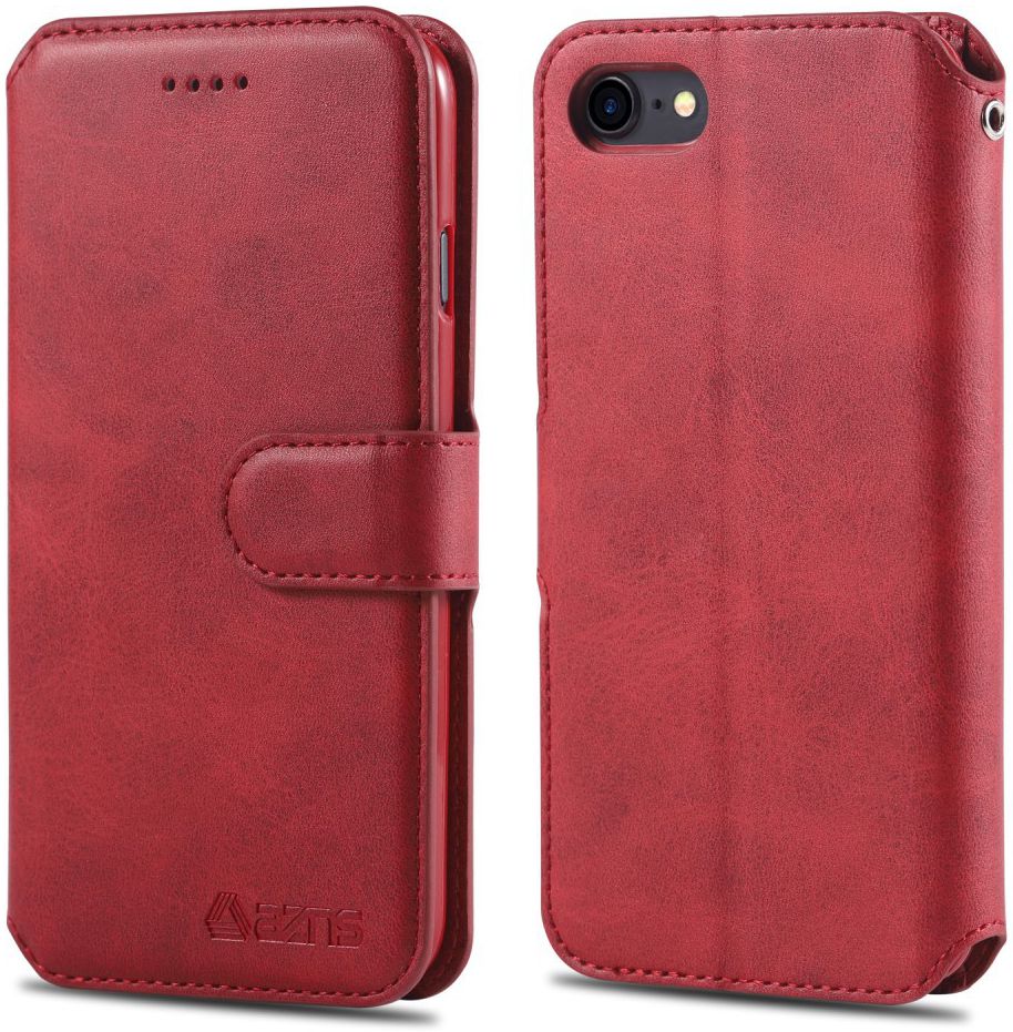 AZNS Apple iPhone SE (2020/2022) Hoesje Retro Wallet Book Case Rood afbeelding 8