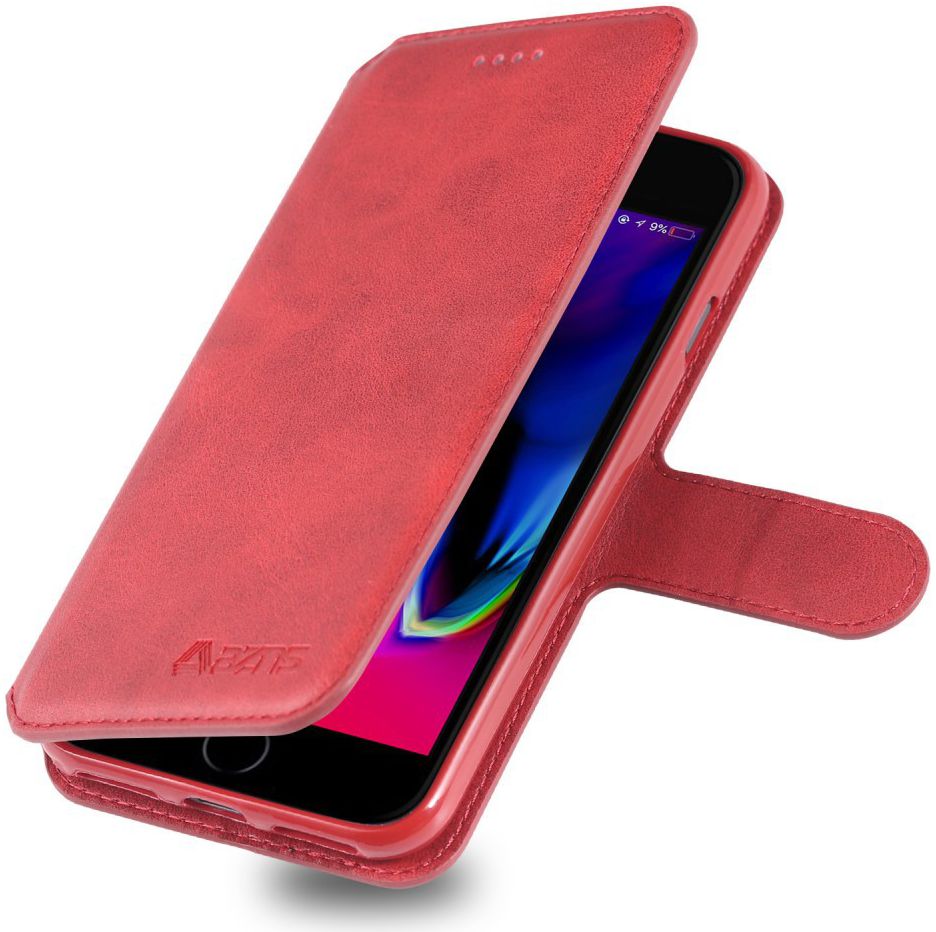 AZNS Apple iPhone SE (2020/2022) Hoesje Retro Wallet Book Case Rood afbeelding 2