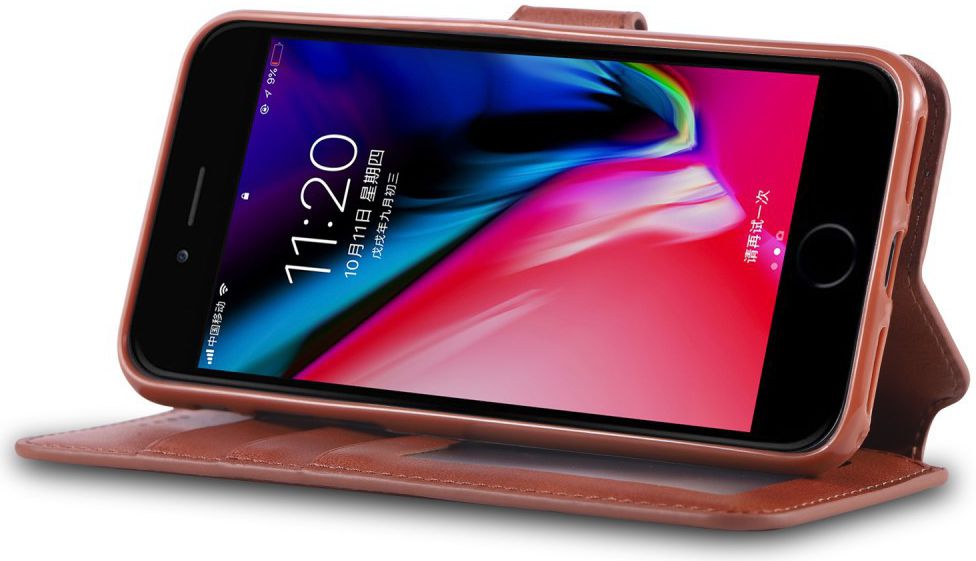 AZNS Apple iPhone SE (2020/2022) Hoesje Retro Wallet Book Case Bruin afbeelding 4