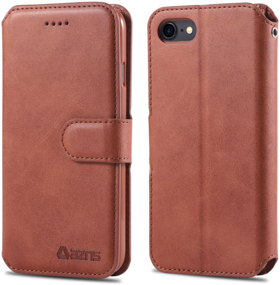 AZNS Apple iPhone SE (2020/2022) Hoesje Retro Wallet Book Case Bruin afbeelding 8