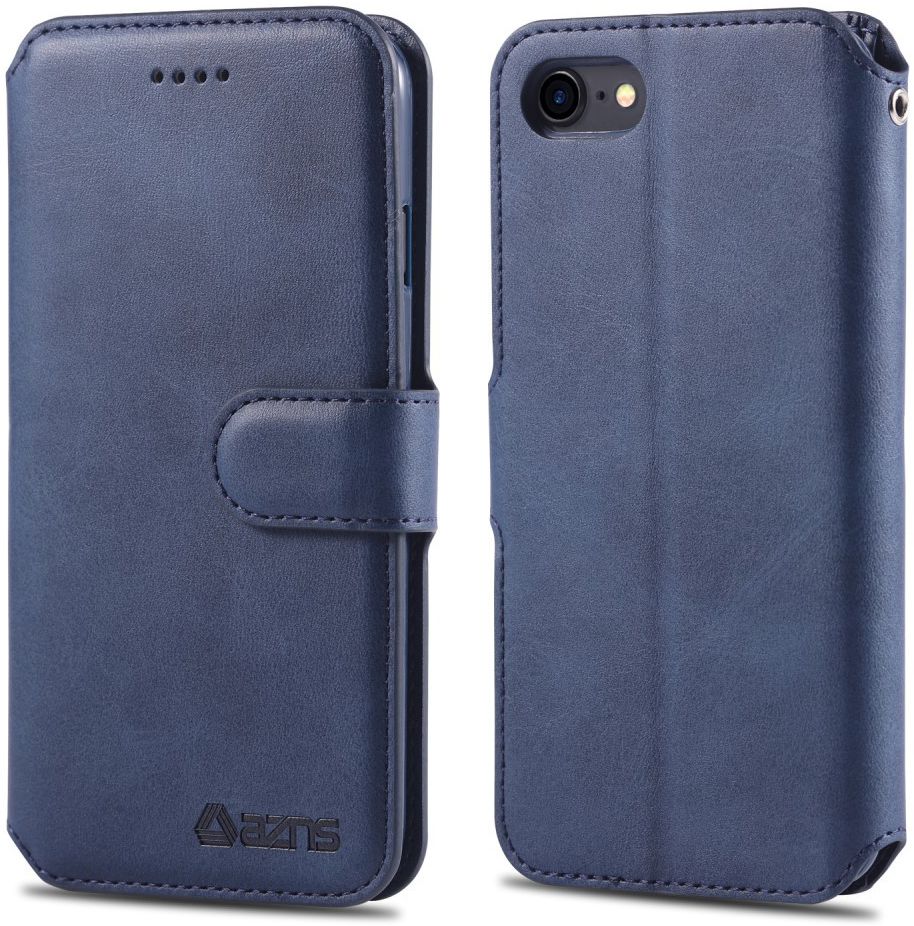 AZNS Apple iPhone SE (2020/2022) Hoesje Retro Wallet Book Case Blauw afbeelding 8