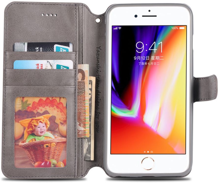 Apple iPhone 6S Portemonnee Hoesje Grijs afbeelding 2