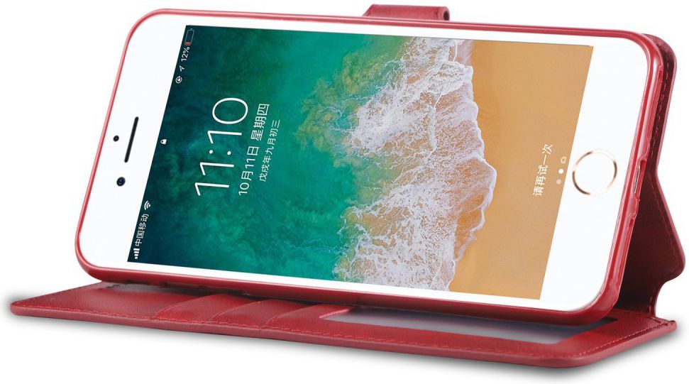 Apple iPhone 8 Plus Portemonnee Hoesje Rood afbeelding 5