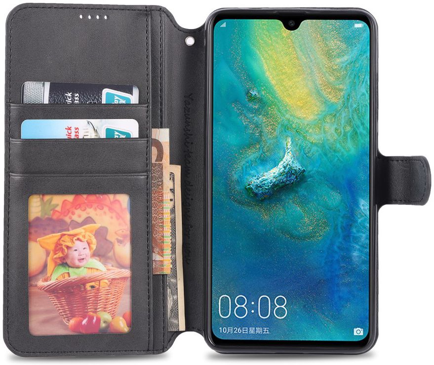 Huawei Mate 20 Portemonnee Hoesje Zwart afbeelding 2