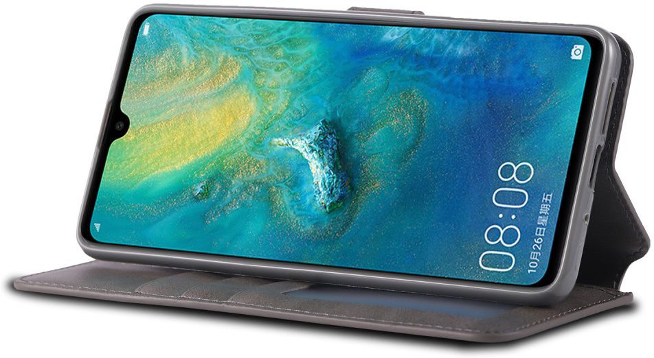 Huawei Mate 20 Portemonnee Hoesje Grijs afbeelding 4