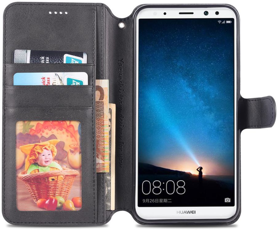 Huawei Mate 10 Lite Portemonnee Hoesje met Standaard Zwart afbeelding 3