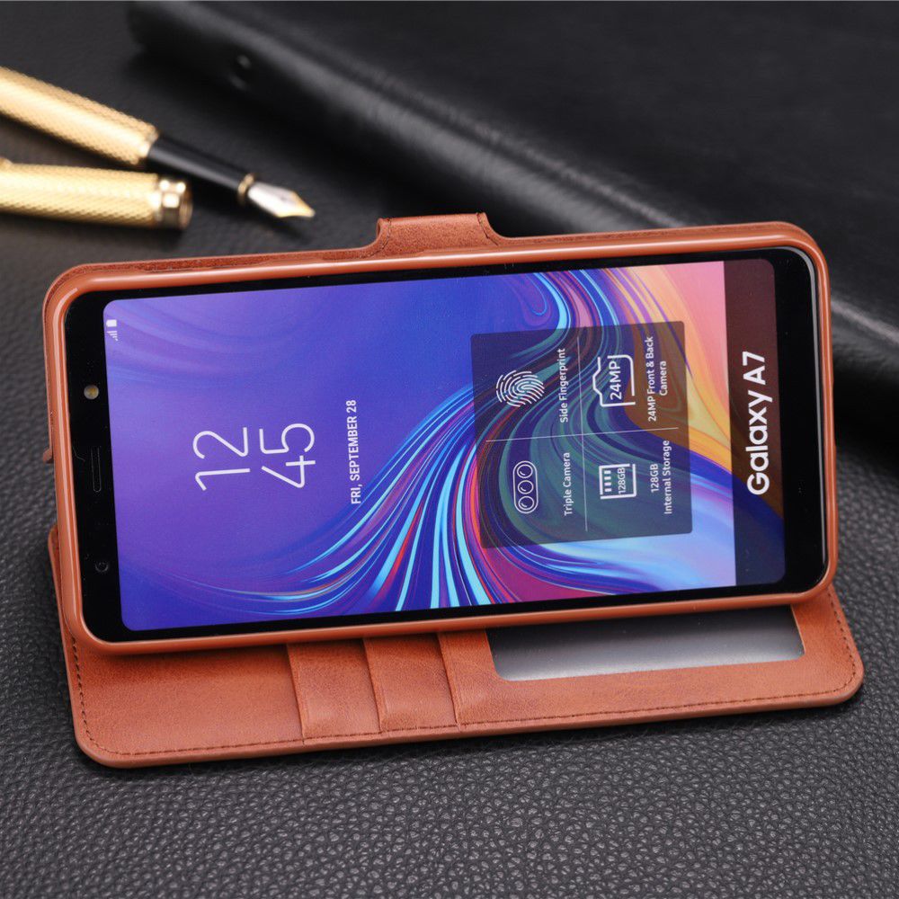 Samsung Galaxy A7 (2018) Luxe Portemonnee Hoesje Zwart afbeelding 4