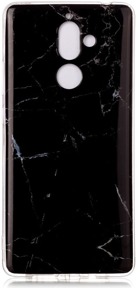 Nokia 7 Plus TPU Hoesje met Marmer Opdruk Zwart afbeelding 1