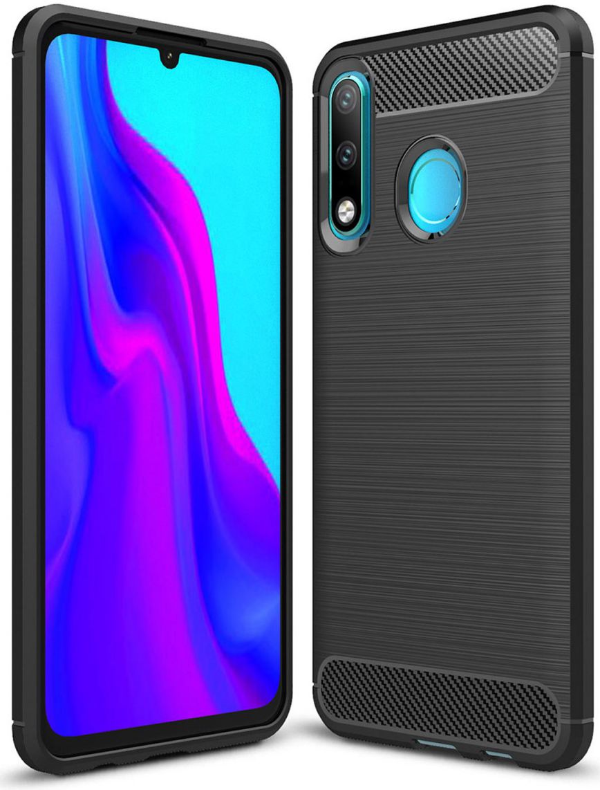 Huawei P30 Lite Geborsteld TPU Hoesje Zwart afbeelding 1
