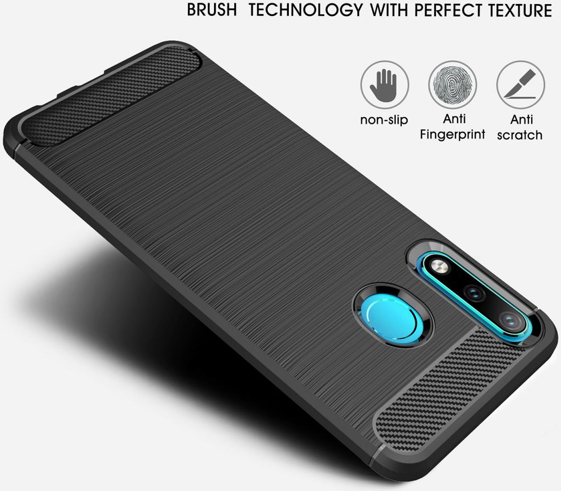 Huawei P30 Lite Geborsteld TPU Hoesje Zwart afbeelding 4