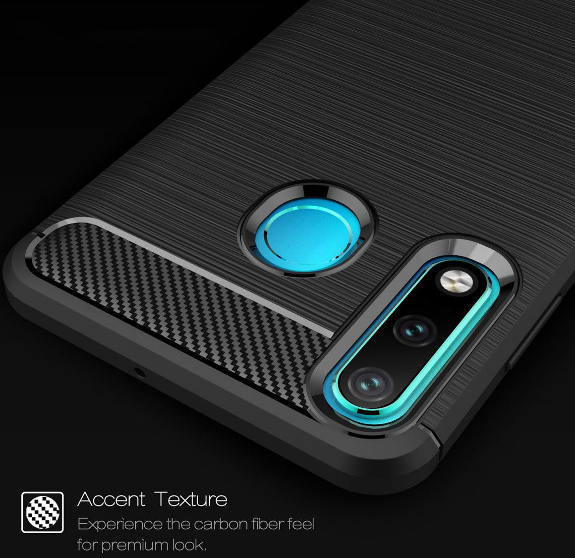 Huawei P30 Lite Geborsteld TPU Hoesje Zwart afbeelding 5