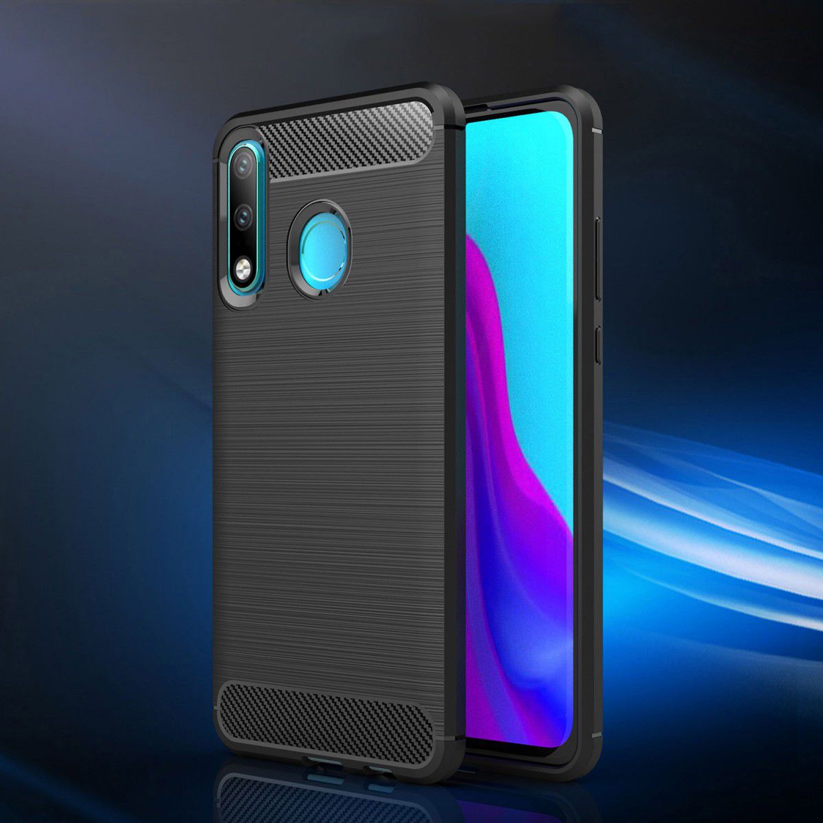 Huawei P30 Lite Geborsteld TPU Hoesje Zwart afbeelding 6