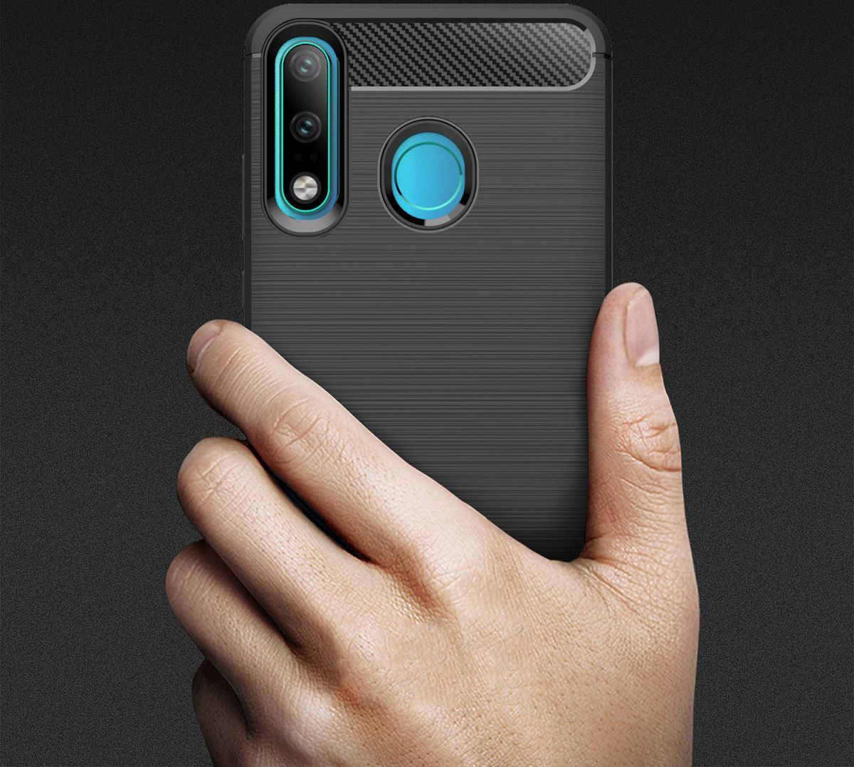 Huawei P30 Lite Geborsteld TPU Hoesje Zwart afbeelding 9