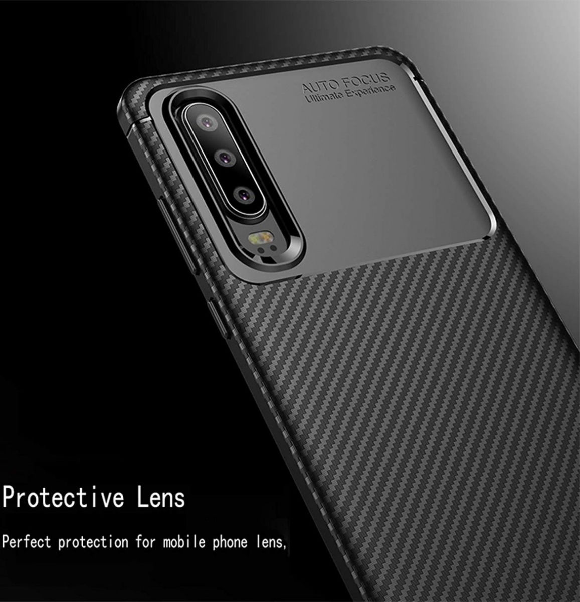 Huawei P30 Siliconen Carbon Hoesje Blauw afbeelding 4