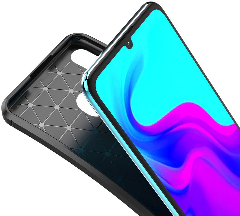 Huawei P30 Lite Siliconen Carbon Hoesje Zwart afbeelding 10