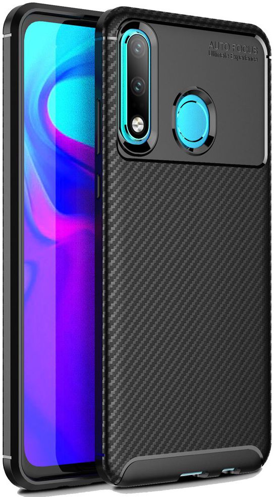 Huawei P30 Lite Siliconen Carbon Hoesje Zwart afbeelding 1