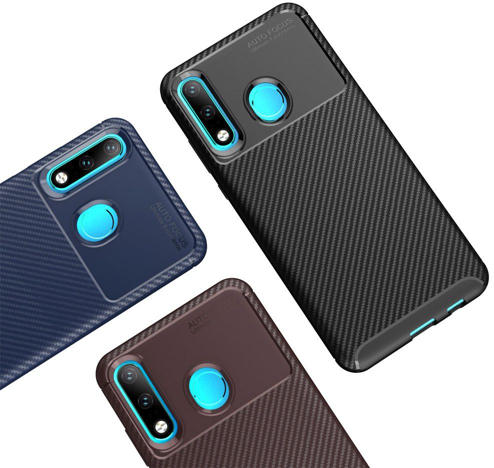 Huawei P30 Lite Siliconen Carbon Hoesje Zwart afbeelding 4