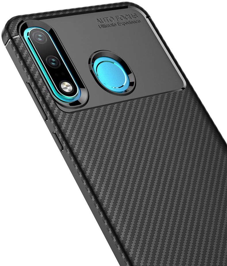 Huawei P30 Lite Siliconen Carbon Hoesje Zwart afbeelding 5