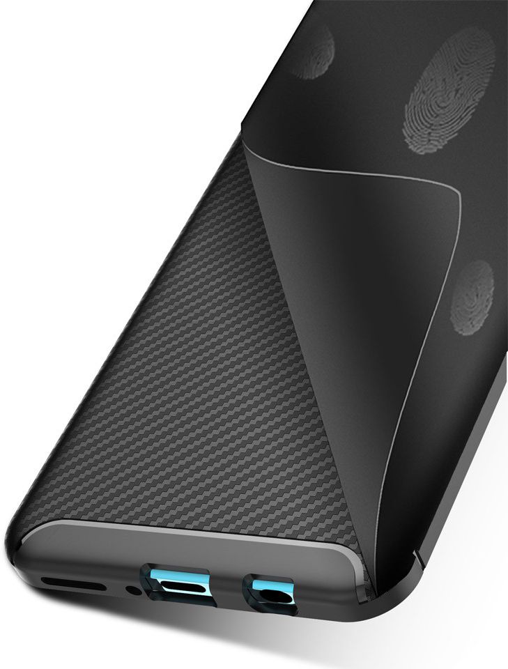 Huawei P30 Lite Siliconen Carbon Hoesje Zwart afbeelding 6