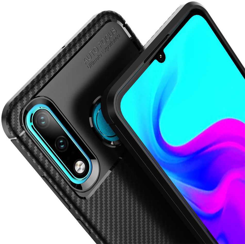 Huawei P30 Lite Siliconen Carbon Hoesje Zwart afbeelding 8