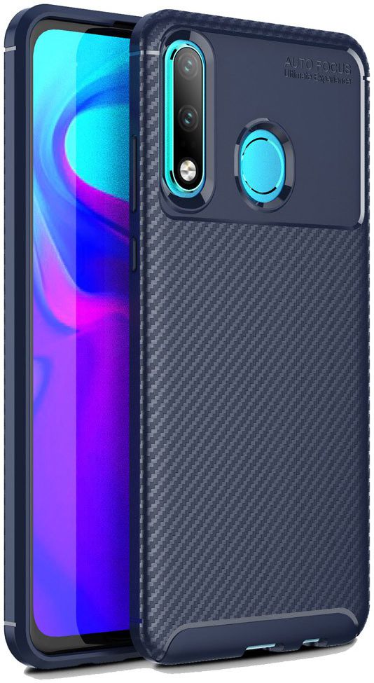 Huawei P30 Lite Siliconen Carbon Hoesje Blauw afbeelding 1
