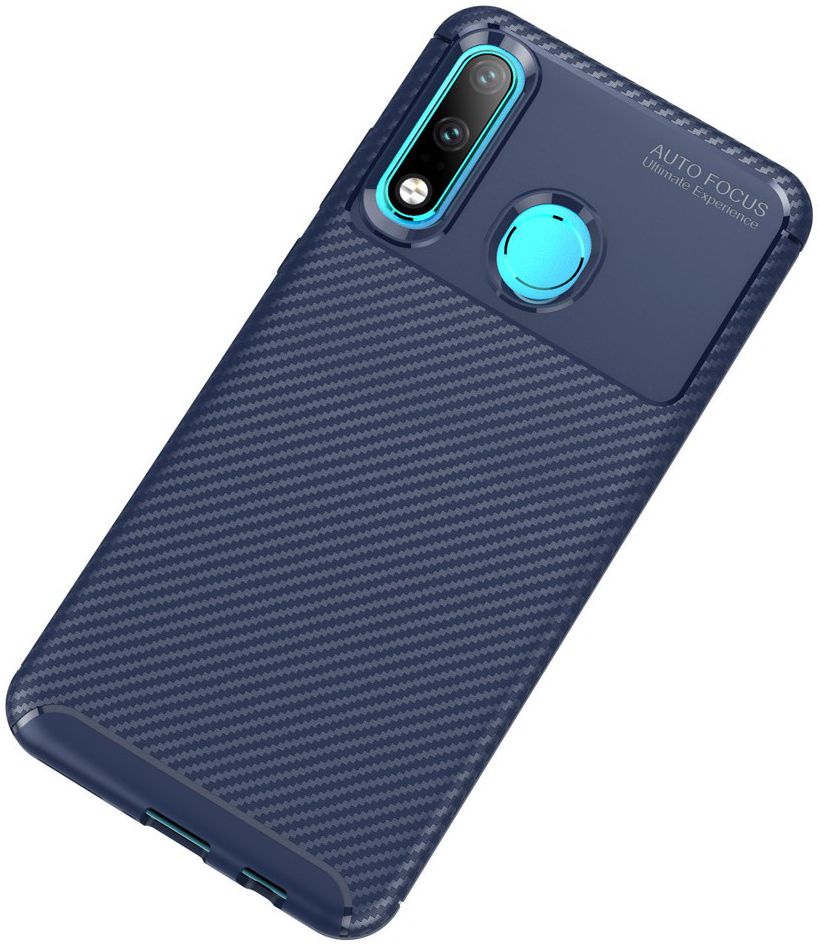Huawei P30 Lite Siliconen Carbon Hoesje Blauw afbeelding 2
