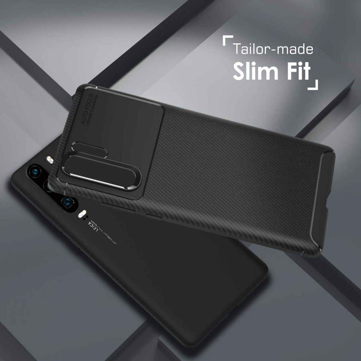 Huawei P30 Pro Siliconen Carbon Hoesje Zwart afbeelding 15