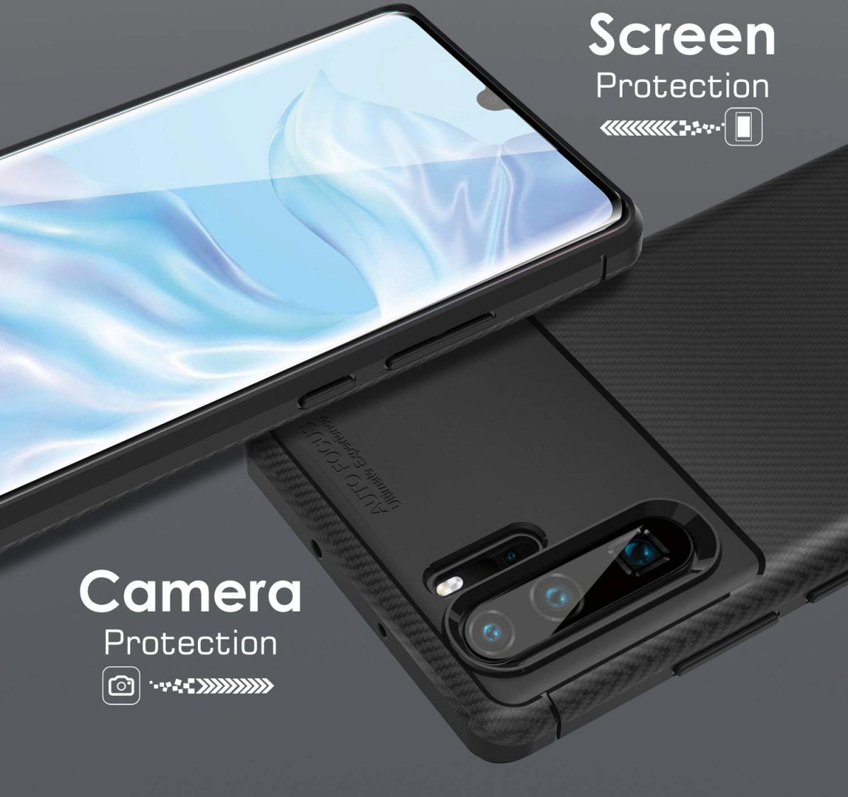 Huawei P30 Pro Siliconen Carbon Hoesje Zwart afbeelding 11