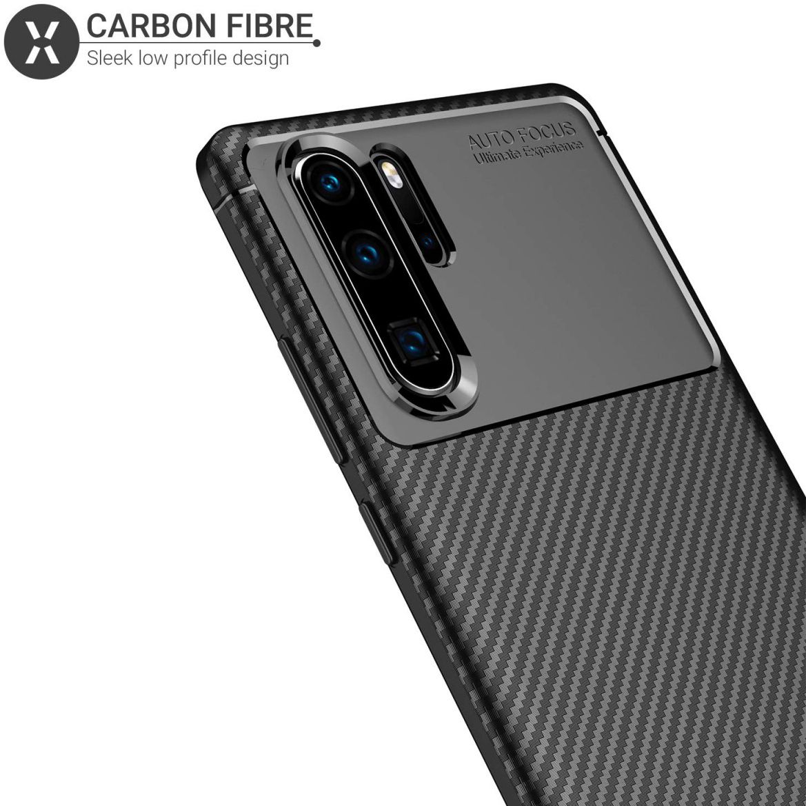 Huawei P30 Pro Siliconen Carbon Hoesje Zwart afbeelding 7