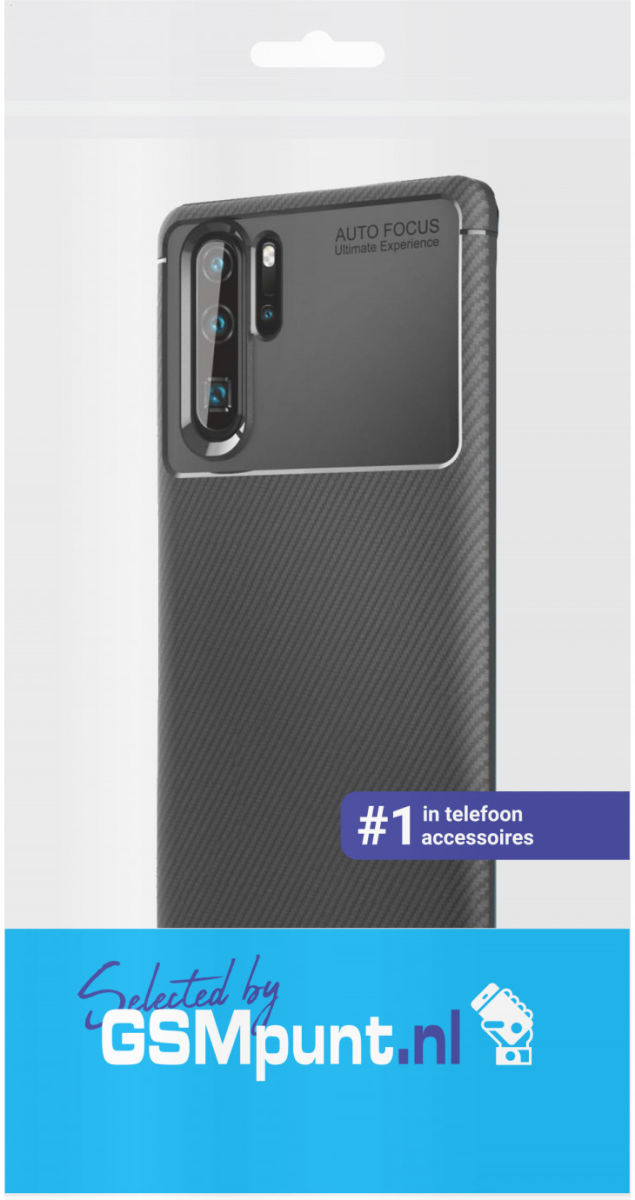 Huawei P30 Pro Siliconen Carbon Hoesje Zwart afbeelding 2