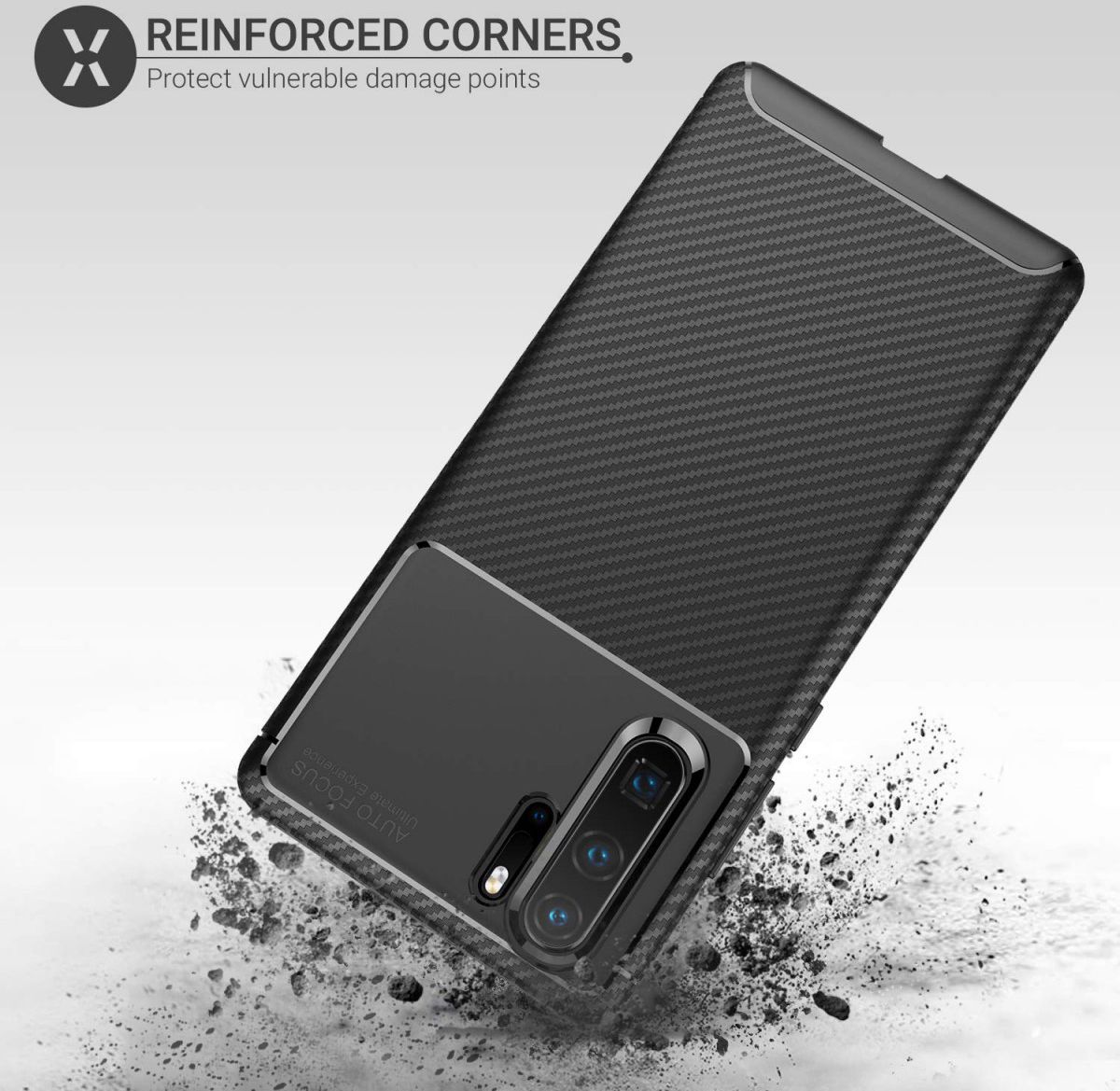 Huawei P30 Pro Siliconen Carbon Hoesje Zwart afbeelding 9