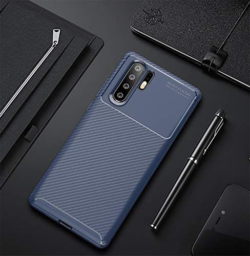 Huawei P30 Pro Siliconen Carbon Hoesje Blauw afbeelding 2
