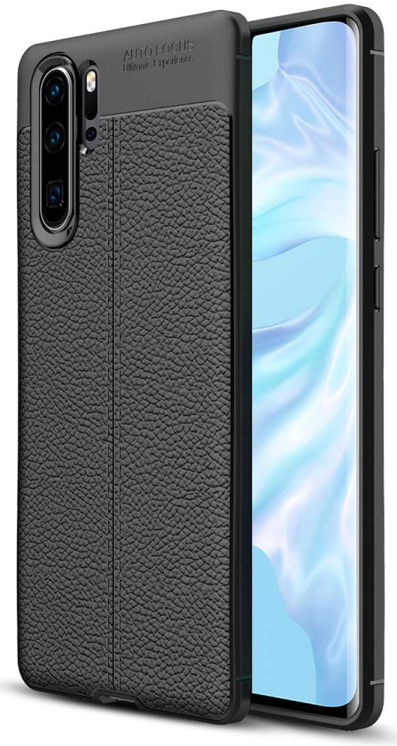 Huawei P30 Pro Hoesje met Kunstleer Coating Zwart afbeelding 1