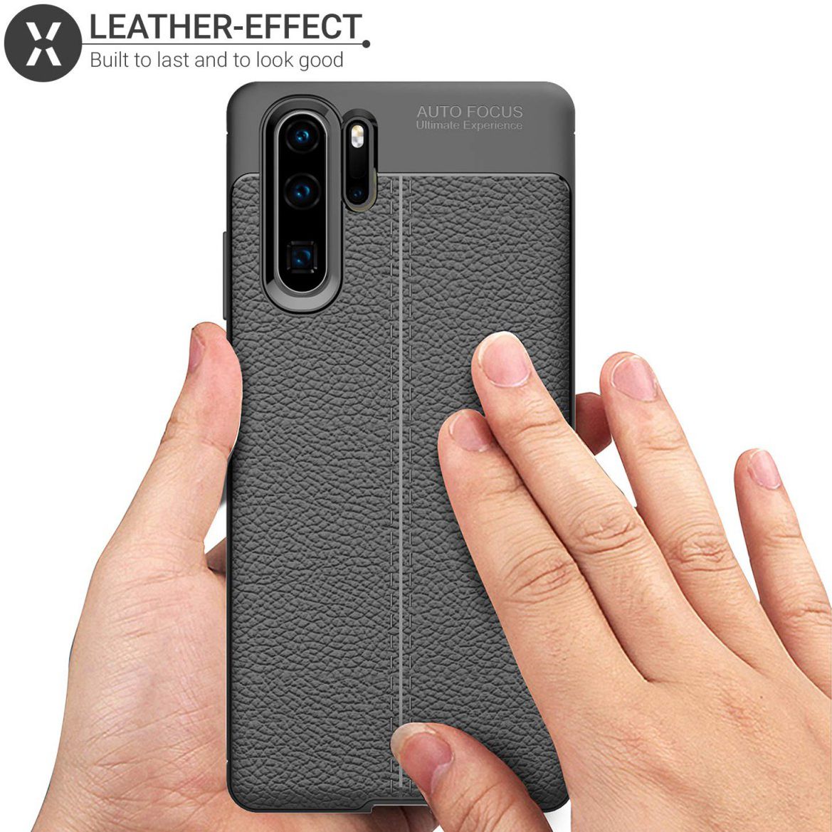 Huawei P30 Pro Hoesje met Kunstleer Coating Zwart afbeelding 5