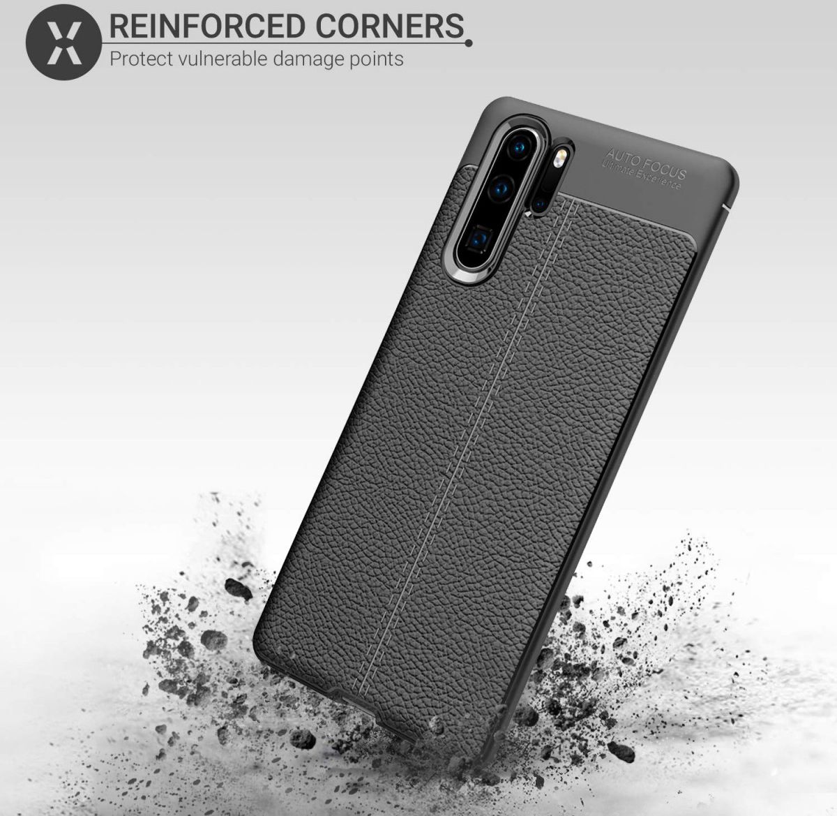 Huawei P30 Pro Hoesje met Kunstleer Coating Zwart afbeelding 6