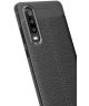 Huawei P30 Hoesje TPU Met Leren Textuur Zwart