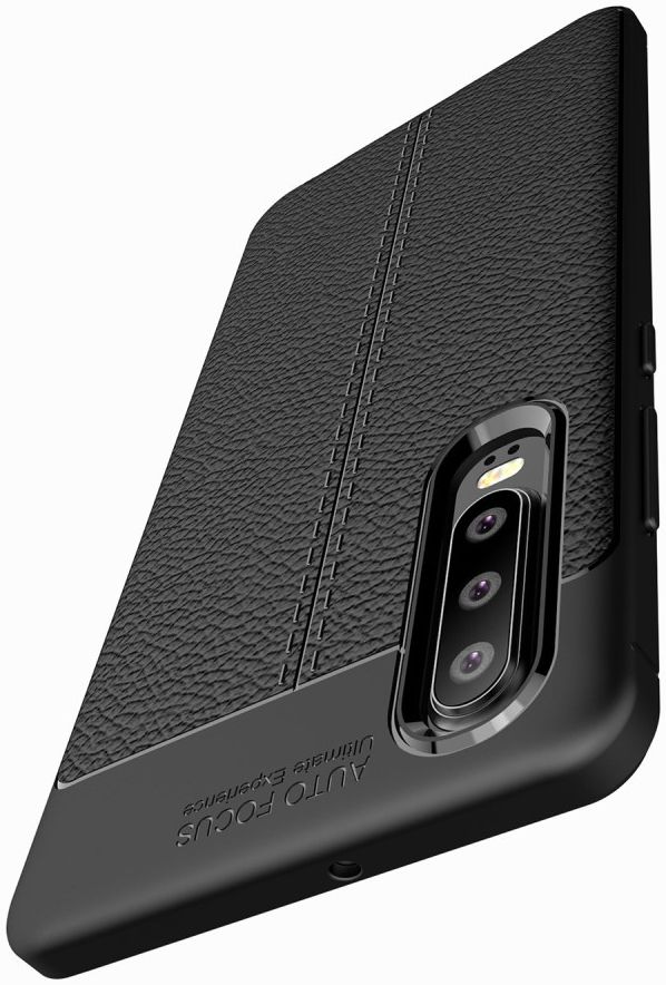 Huawei P30 Hoesje TPU Met Leren Textuur Zwart afbeelding 11
