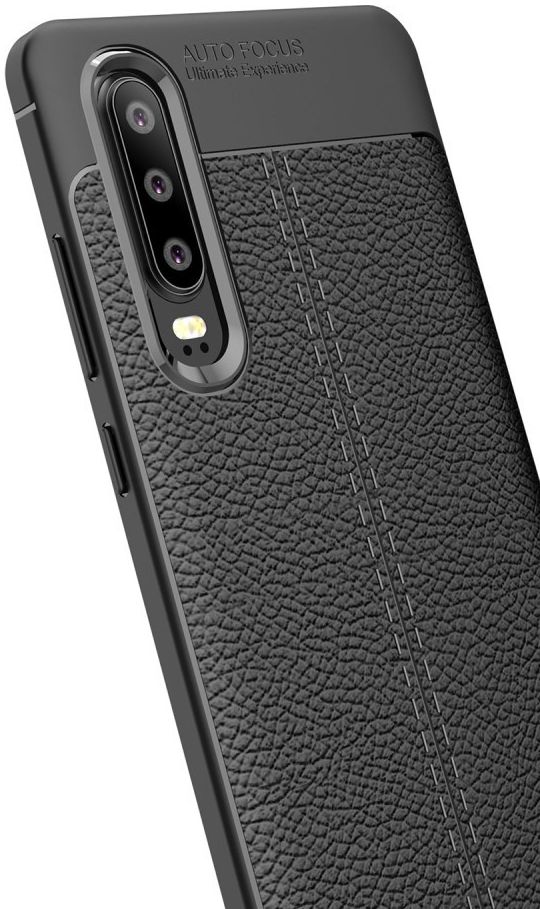 Huawei P30 Hoesje TPU Met Leren Textuur Zwart afbeelding 6