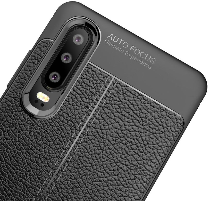 Huawei P30 Hoesje TPU Met Leren Textuur Zwart afbeelding 8