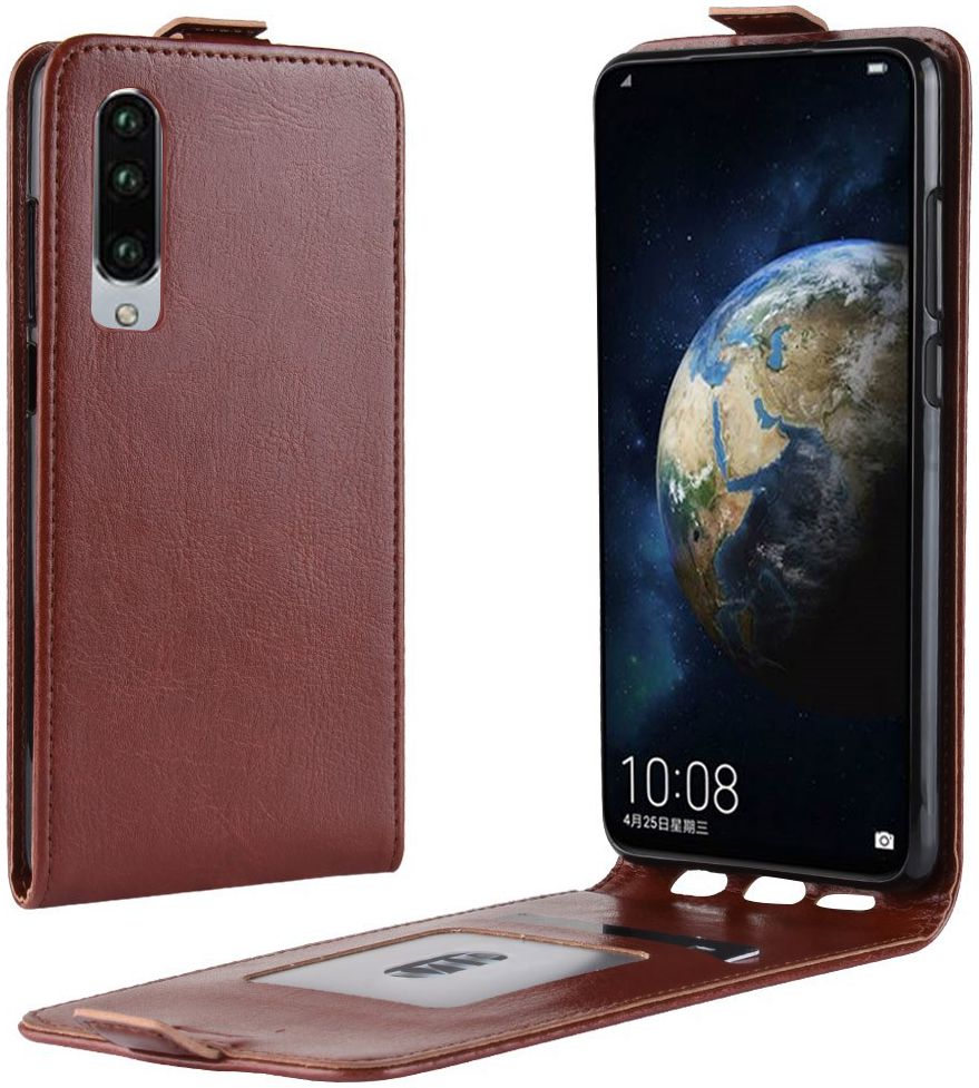 Huawei P30 Verticale Flip Hoesje Bruin afbeelding 1
