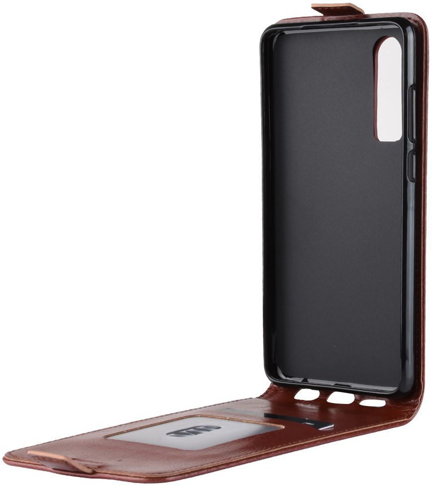 Huawei P30 Verticale Flip Hoesje Bruin afbeelding 3
