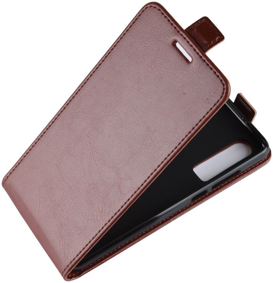 Huawei P30 Verticale Flip Hoesje Bruin afbeelding 5