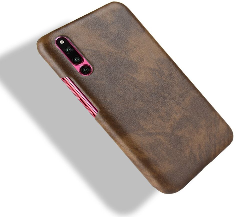 Huawei P30 Hoesje met Lychee Kunstleer Coating Bruin afbeelding 2