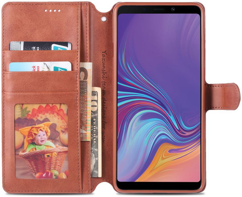 Samsung Galaxy A9 (2018) Stijlvol Portemonnee Hoesje Bruin afbeelding 3